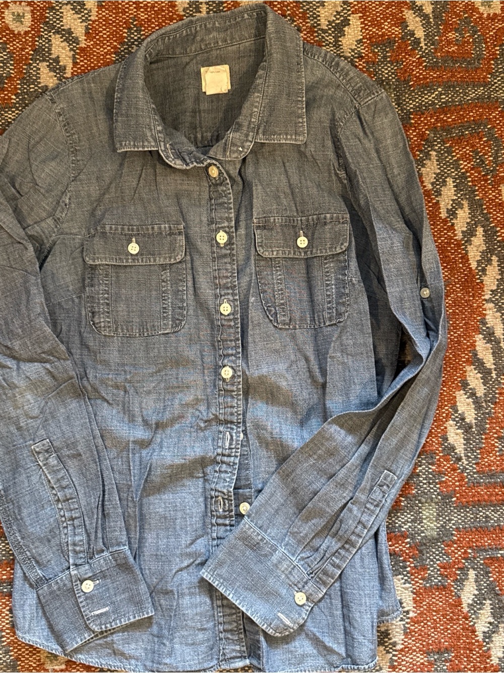 J. Crew Chambray Button-Front Shirt - Light Blue